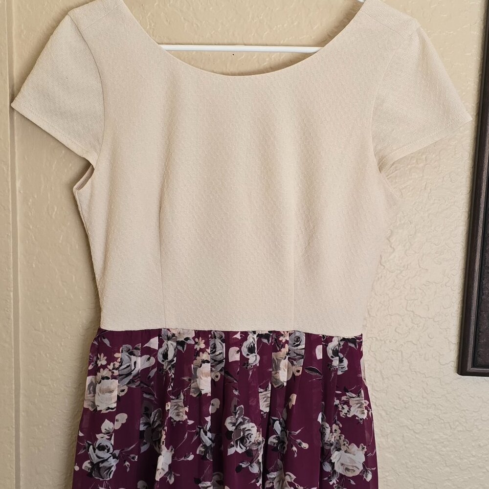 Speechless Fit and Flare Floral Print Mini Dress Juniors Size 9 Purple Tan